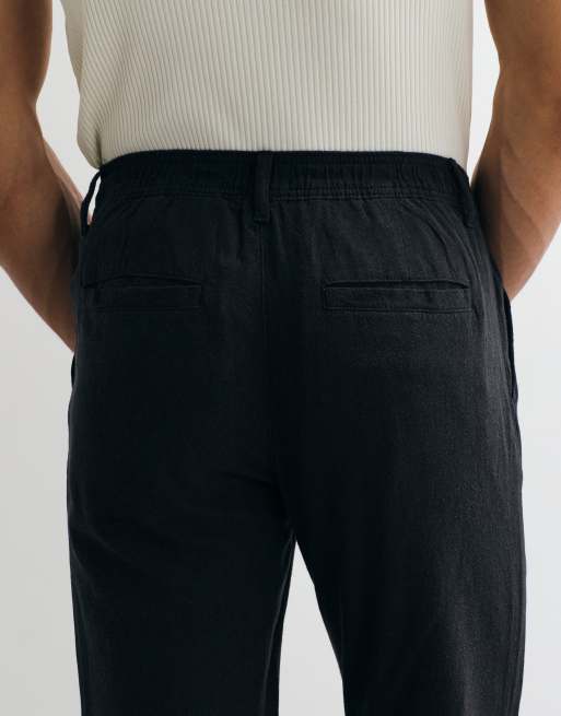 ASOS DESIGN linen blend pants in black, 5 of 5