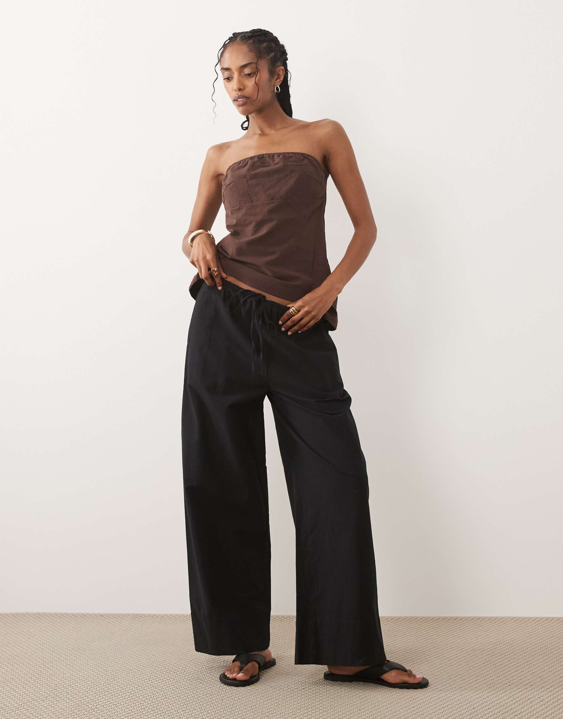 asos design linen blend pants in black