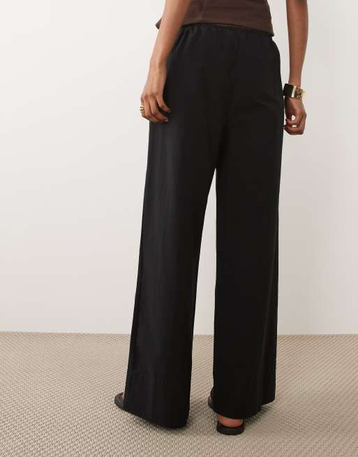 ASOS DESIGN linen blend pants in black, 4 of 5