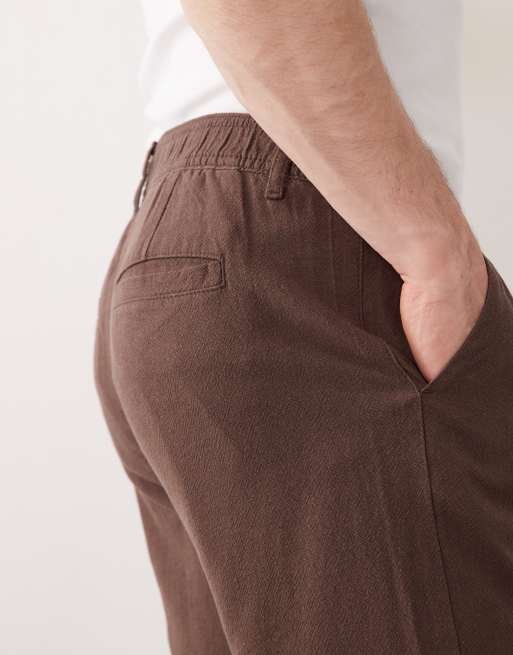 ASOS DESIGN linen blend pants in brown, 4 of 5