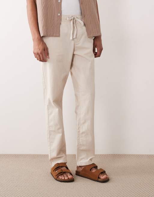 ASOS DESIGN linen blend pants in stone, 2 of 5