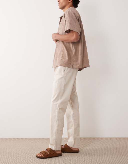 ASOS DESIGN linen blend pants in stone, 3 of 5