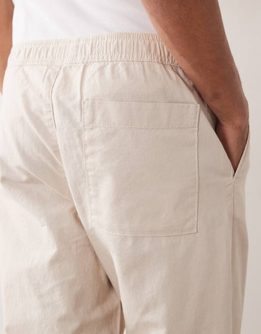 ASOS DESIGN linen blend pants in stone, 4 of 5