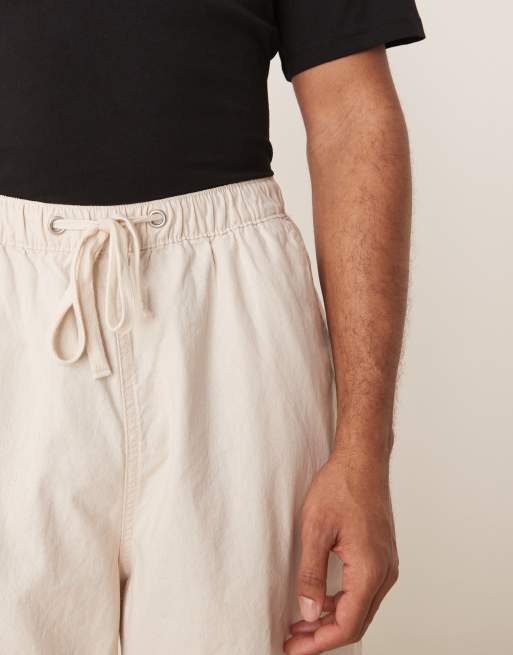 ASOS DESIGN linen blend parachute pants in stone