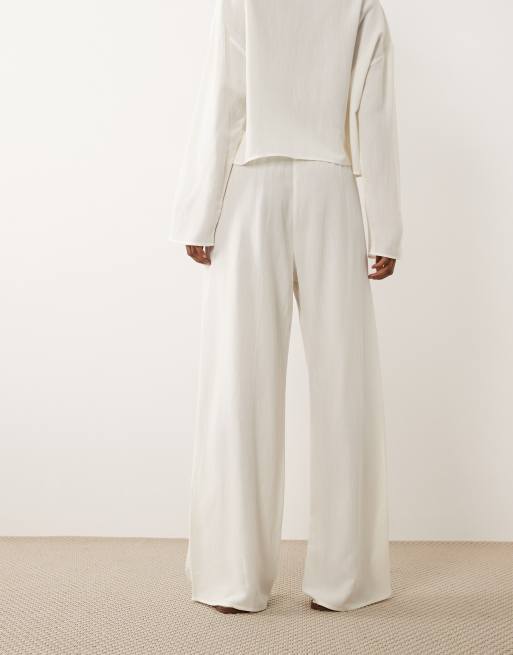 ASOS DESIGN linen blend pull on pants in ecru - part of a set, 5 of 5