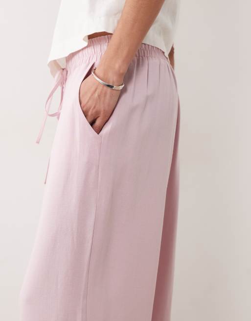 ASOS DESIGN linen blend pull on pants in lilac, 5 of 5