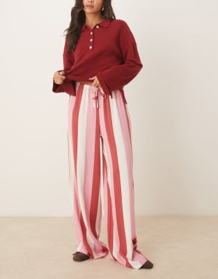 Asos Design Linen Blend Pull On Pants In Pink