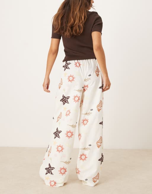 ASOS DESIGN linen blend pull on pants in vacation print, 5 of 5