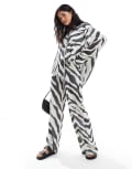 [ASOS DESIGN] ASOS DESIGN linen blend pull on pants in zebra print-Multi L Zebra Print