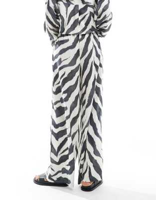 Asos Design Linen Blend Pull On Pants In Multi