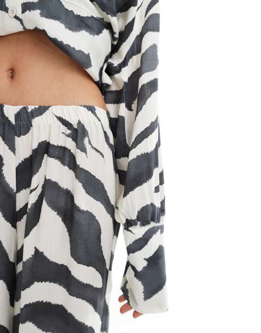 ASOS DESIGN linen blend pull on pants in zebra print