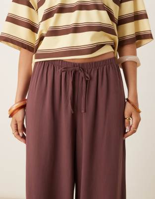 Asos Design Linen Blend Pull On Pants-red
