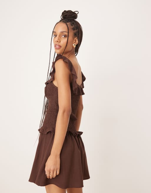 chinese dress ladies Erma Drop Waist Linen Dress-Chambray