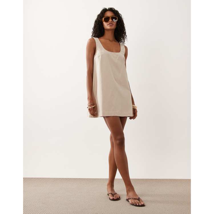 the linen short-sleeve scoop midi dress The Linen Short-Sleeve Scoop Midi Dress