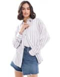 [ASOS DESIGN] ASOS DESIGN linen blend shirt in blue & white stripe-Multi 14 Blue stripe