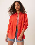 [ASOS DESIGN] ASOS DESIGN linen blend shirt in red 16 red