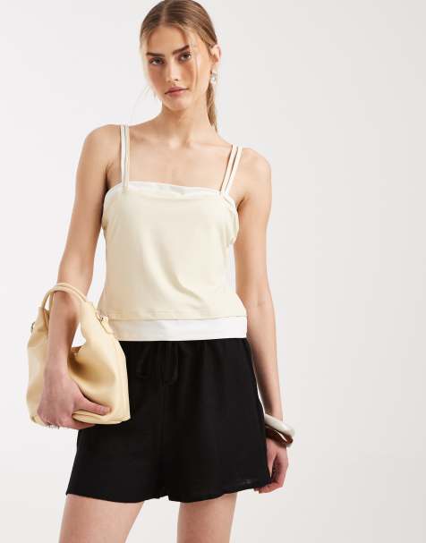 ASOS DESIGN linen blend shorts in black - view 1