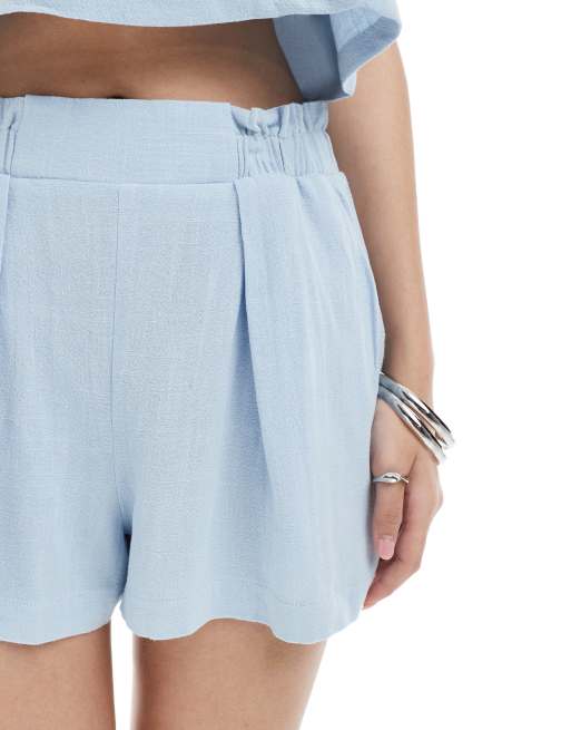 ASOS DESIGN linen blend shorts in blue - part of a set, 3 of 5