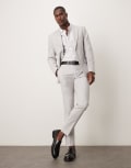 [ASOS DESIGN] ASOS DESIGN linen blend skinny suit pants in grey W30 L32 Light grey