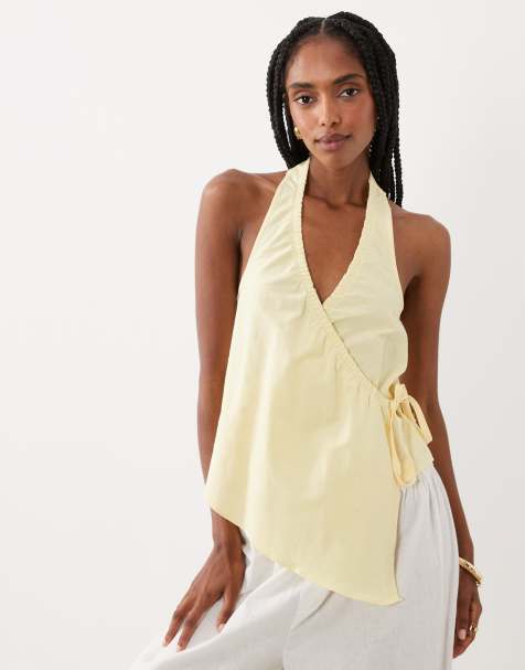 ASOS DESIGN linen blend sleeveless top in buttermilk co ord