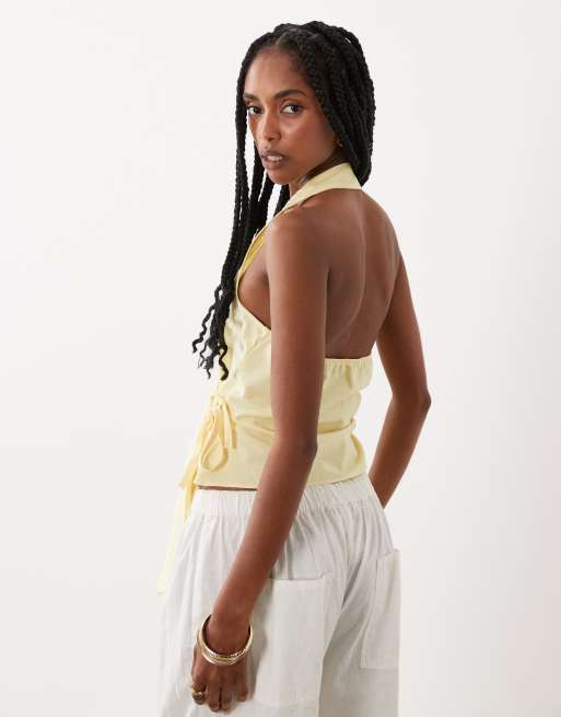 ASOS DESIGN linen blend sleeveless top set in buttermilk, 4 of 4