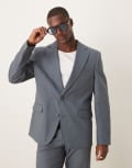 [ASOS DESIGN] ASOS DESIGN linen blend slim suit jacket in blue Chest 38 Short Dusty blue