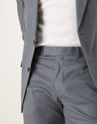 Asos Design Skinny Fit Suit Pants With Wool In Charcoal Gray In Gray
