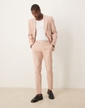 [ASOS DESIGN] ASOS DESIGN linen blend slim suit pants in pink W34 L34 Light pink