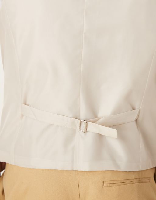 ASOS DESIGN linen blend slim suit vest in beige
