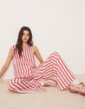 [ASOS DESIGN] ASOS DESIGN linen blend tank top in pink stripe-Multi S Pink Stripe