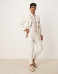 [ASOS DESIGN] ASOS DESIGN linen blend tapered suit pants in ecru-White W34 L32 Ecru
