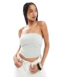 [ASOS DESIGN] ASOS DESIGN linen blend tie back bandeau top-Green 16 Sage