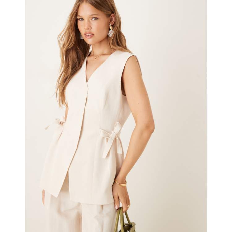 トップス linen like belt vest beige Eaphi eaphi linen-like belt vest, beige