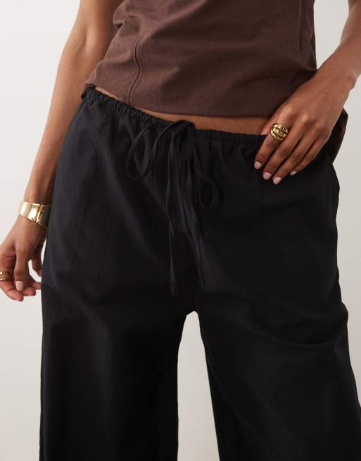 ASOS DESIGN linen blend trouser in black, 3 of 5