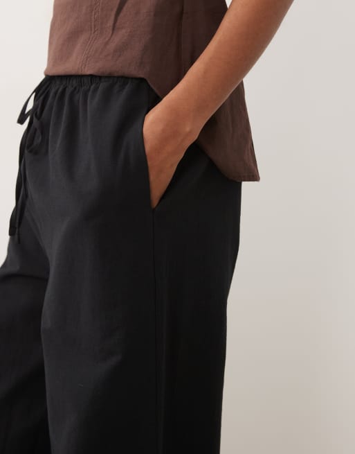 ASOS DESIGN linen blend trouser in black, 5 of 5