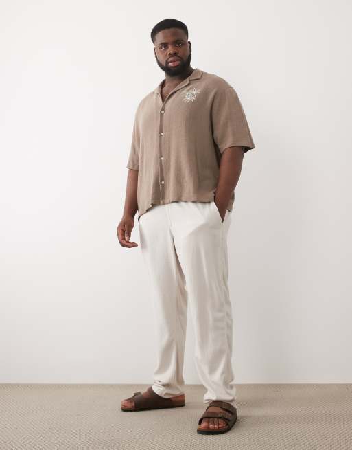 ASOS DESIGN linen blend trousers in stone, 2 of 6