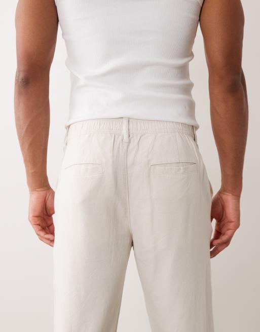 ASOS DESIGN linen blend trousers in stone, 6 of 6