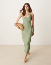 ASOS DESIGN broderie square neck waisted maxi dress in white