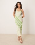 [ASOS DESIGN] ASOS DESIGN linen blend twist strap bias maxi dress in tile print-Multi 6 Tile print