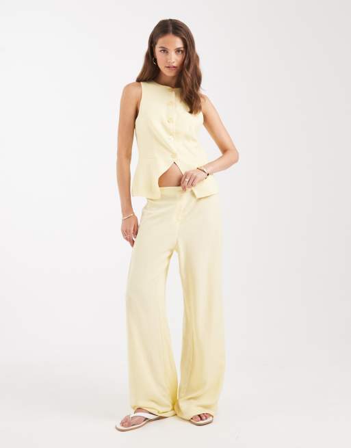 ASOS DESIGN linen blend vest in buttermilk - part of a set