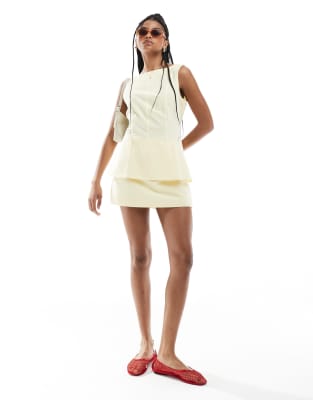 ASOS DESIGN linen blend waistcoat and skort co ord in buttermilk - view 1