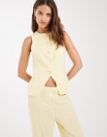 [ASOS DESIGN] ASOS DESIGN linen blend waistcoat in buttermilk (part of a set)-Yellow 10 Buttermilk