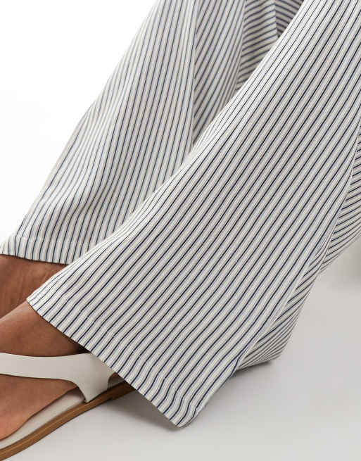 ASOS DESIGN linen blend wide leg pants in pinstripe - part of a set