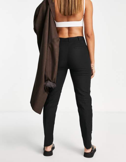 ASOS DESIGN cigarette pants with elastic waist in textured stripe