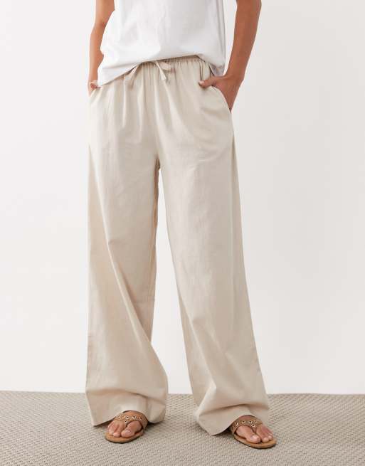 ASOS DESIGN linen co-ord trouser in natural, 2 of 5