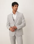 [ASOS DESIGN] ASOS DESIGN linen cotton blend slim suit jacket in grey herringbone Chest 46 Regular GREY