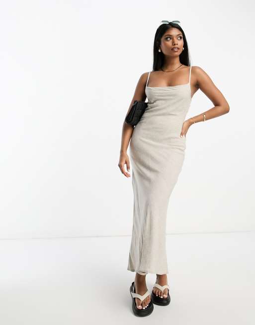 ASOS DESIGN draped maxi dress in linen