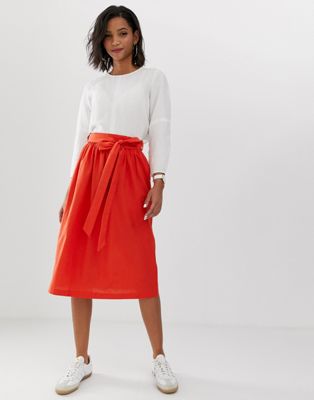 linen mid length skirts
