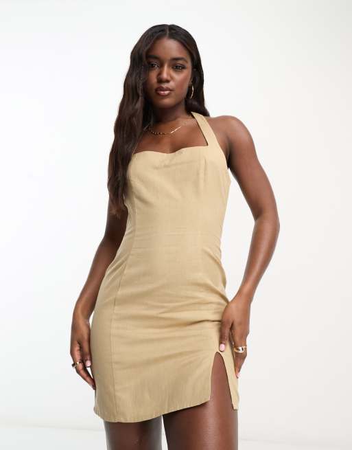 ASOS FULLER BUST Linen Button Through Sundress Mini Dress