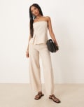 [ASOS DESIGN] ASOS DESIGN linen look barrel leg pants in beige-White 16 Beige
